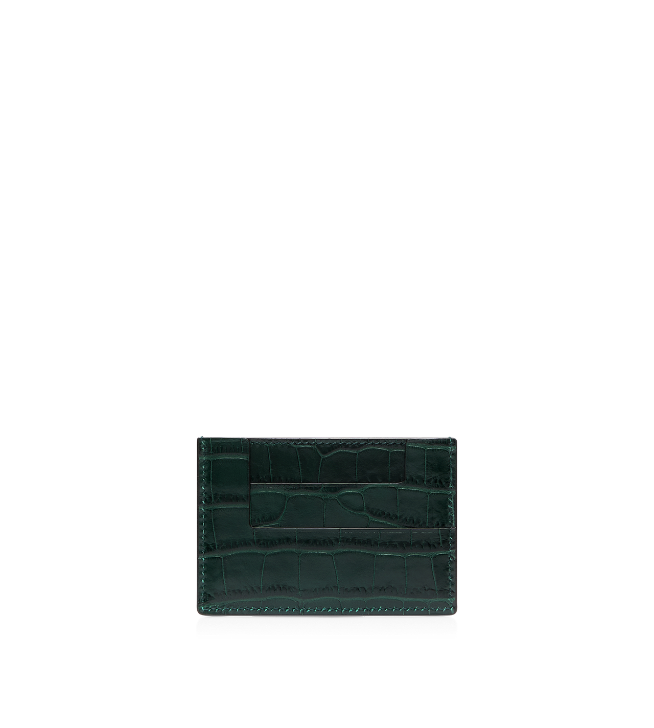 SHINY STAMPED CROCODILE LEATHER CLASSIC TF CARD HOLDER image number 1