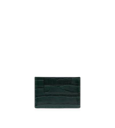 SHINY STAMPED CROCODILE LEATHER CLASSIC TF CARD HOLDER image number 1