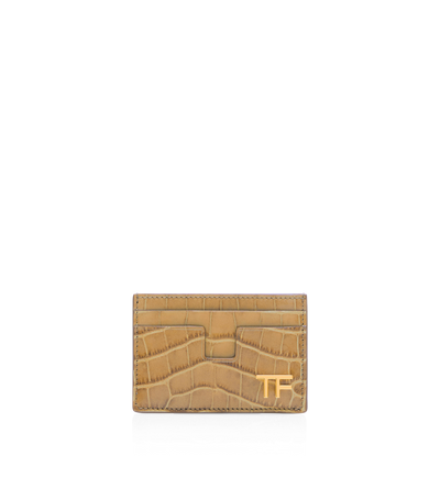 SHINY STAMPED CROCODILE LEATHER CLASSIC TF CARD HOLDER image number 0
