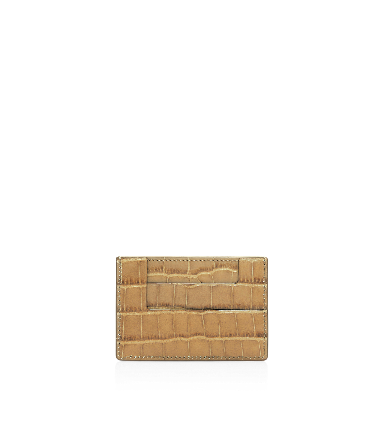 SHINY STAMPED CROCODILE LEATHER CLASSIC TF CARD HOLDER image number 1
