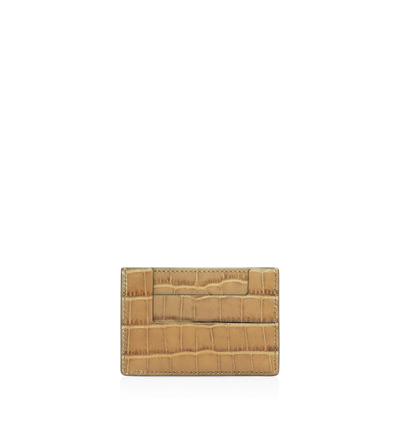 SHINY STAMPED CROCODILE LEATHER CLASSIC TF CARD HOLDER image number 1