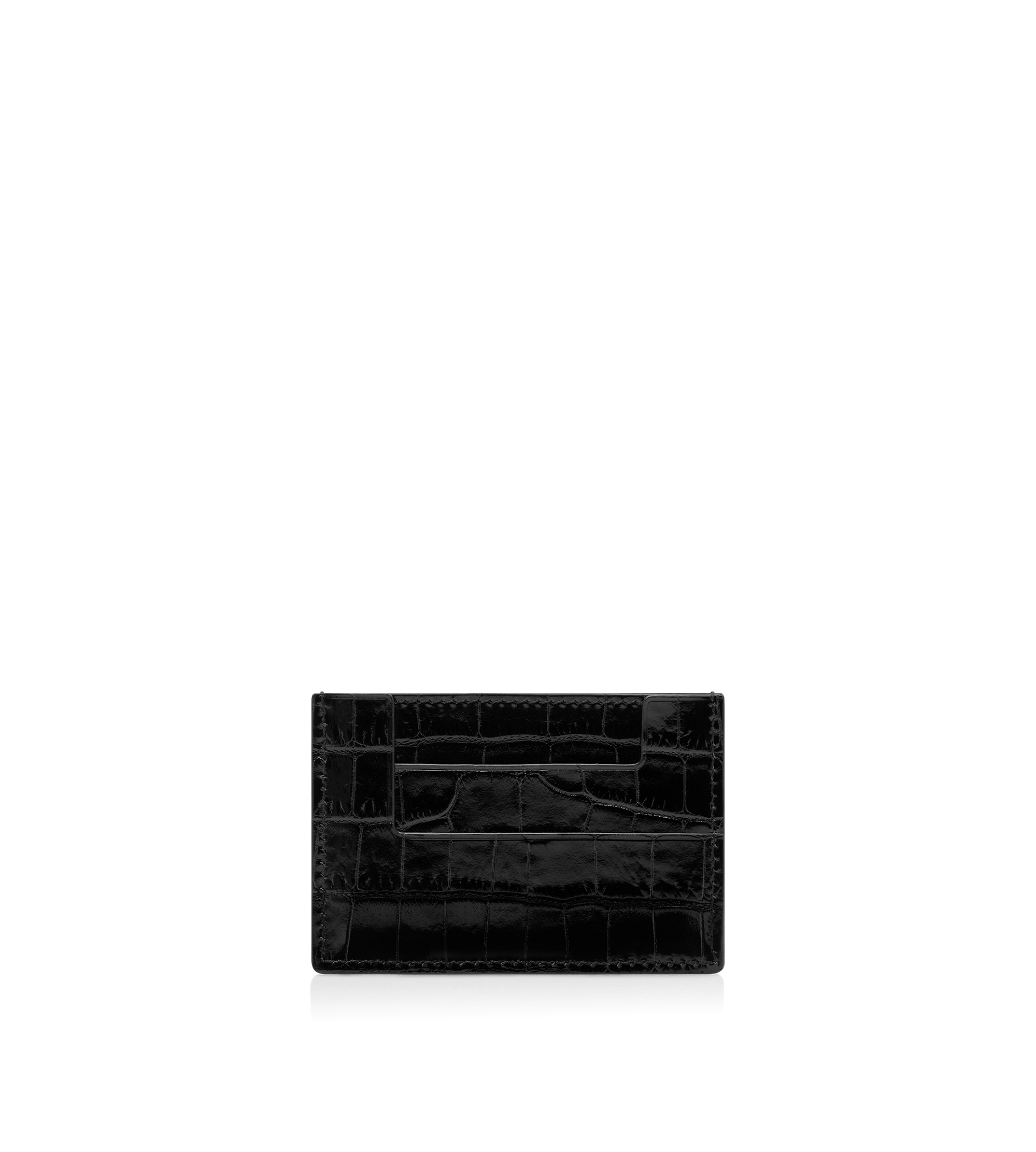 SHINY STAMPED CROCODILE LEATHER CLASSIC TF CARD HOLDER