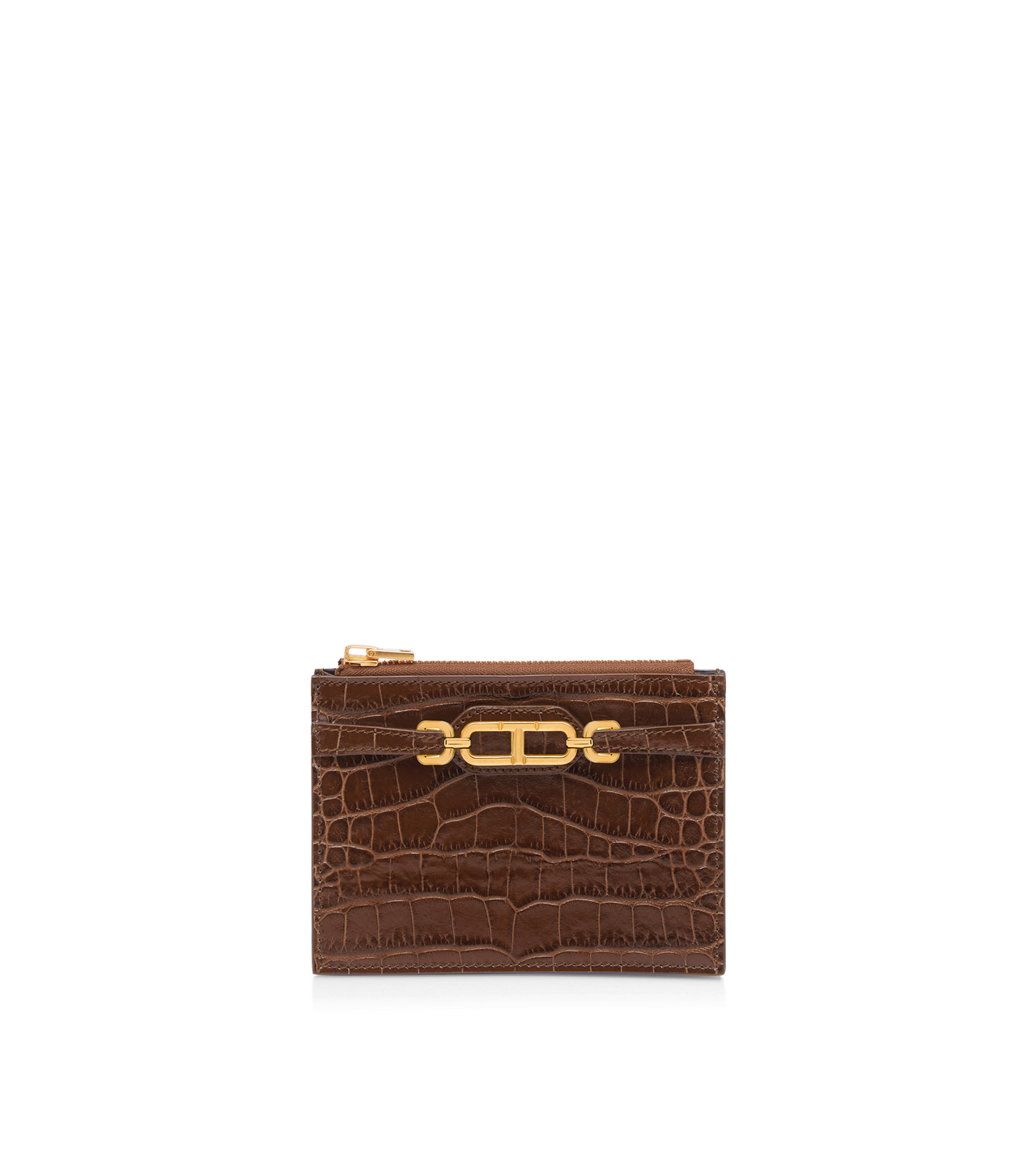 STAMPED CROCODILE LEATHER WHITNEY ZIPPED CARD HOLDER image number 0