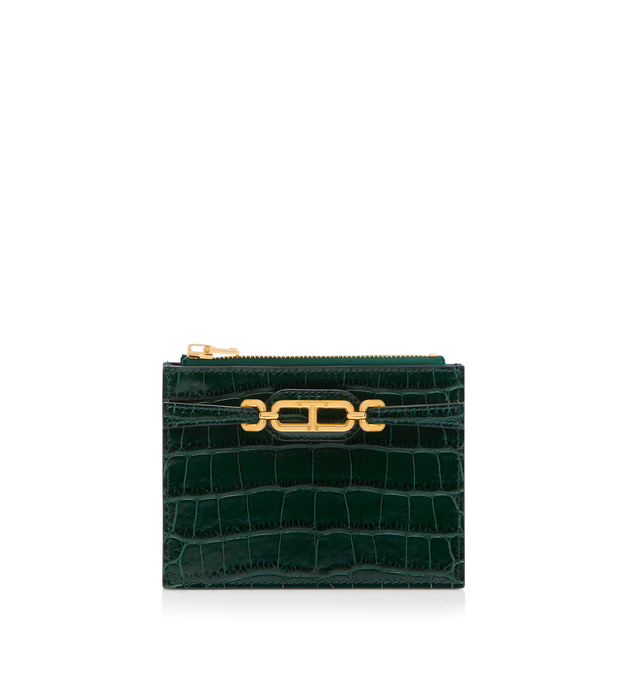 STAMPED CROCODILE LEATHER WHITNEY ZIPPED CARD HOLDER image number 0