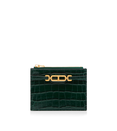 STAMPED CROCODILE LEATHER WHITNEY ZIPPED CARD HOLDER image number 0