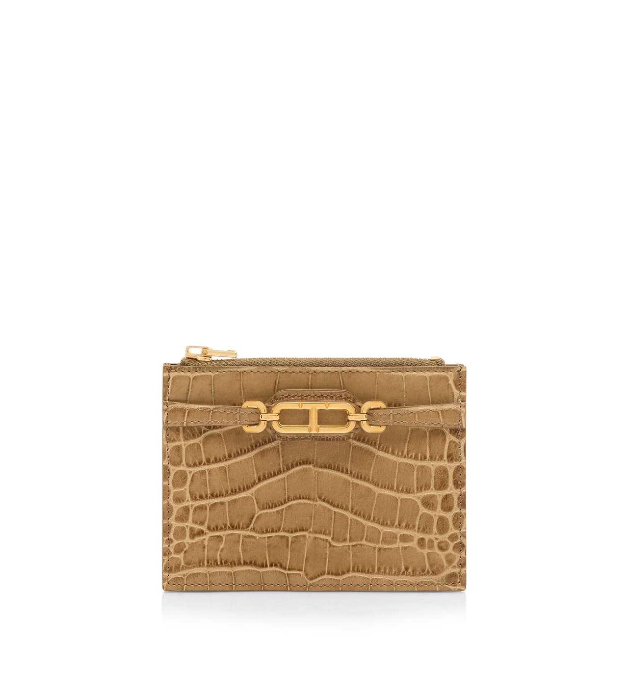 STAMPED CROCODILE LEATHER ZIPPED CARD HOLDER image number 0