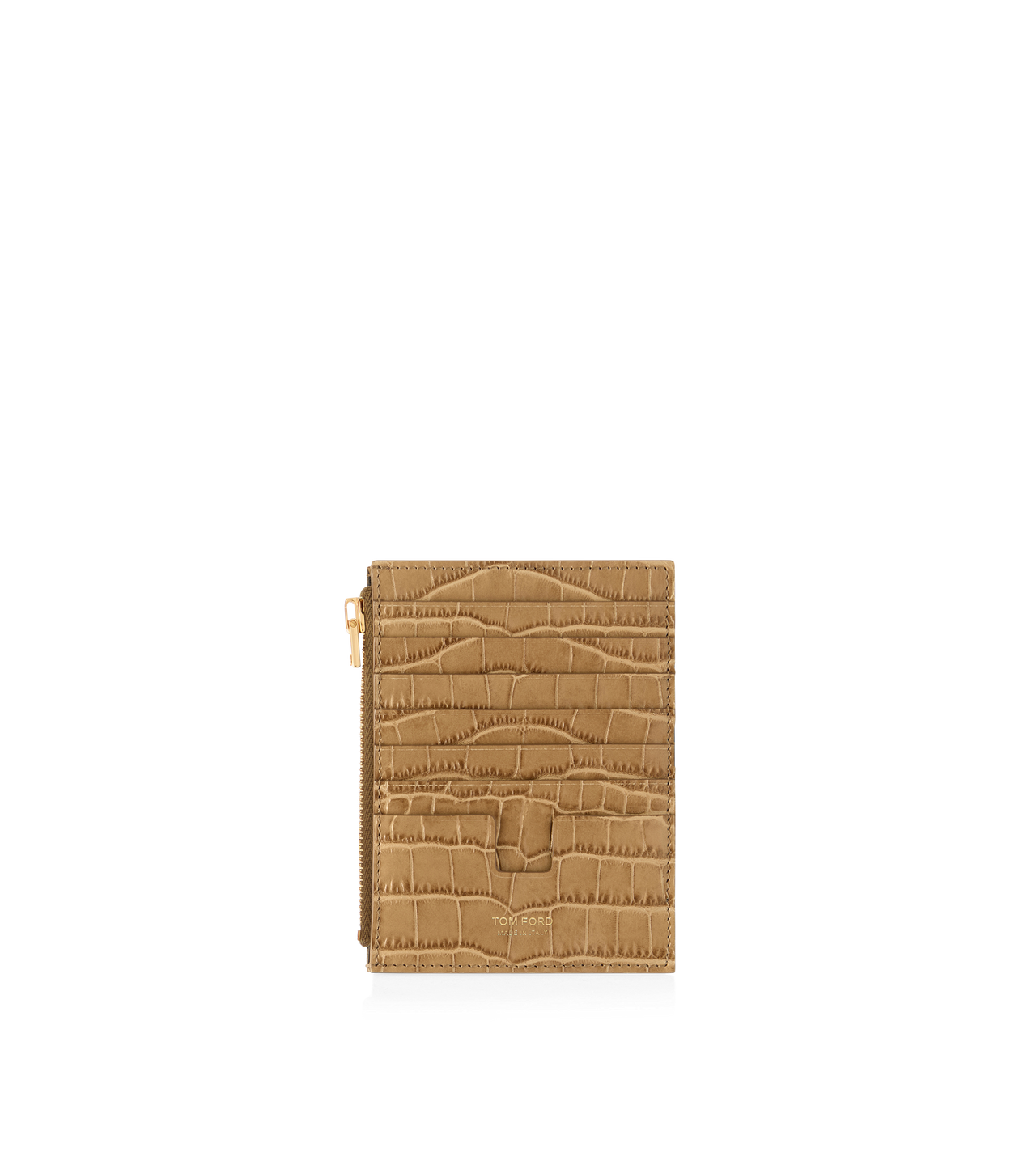 STAMPED CROCODILE LEATHER ZIPPED CARD HOLDER image number 1