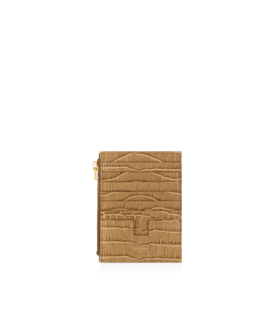 STAMPED CROCODILE LEATHER ZIPPED CARD HOLDER image number 1