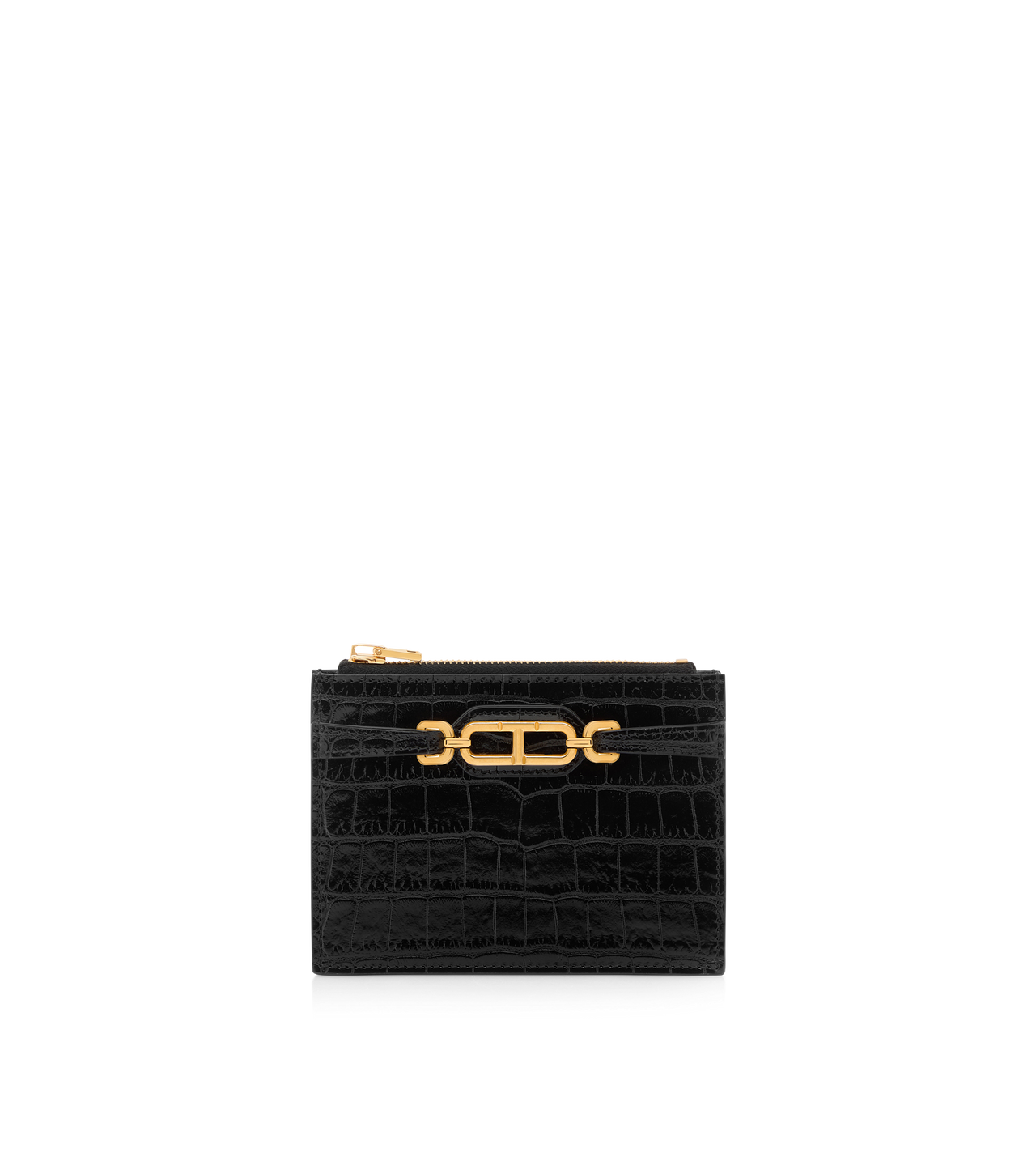 STAMPED CROCODILE LEATHER ZIPPED CARD HOLDER image number 0