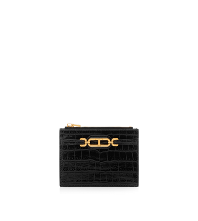 STAMPED CROCODILE LEATHER ZIPPED CARD HOLDER image number 0