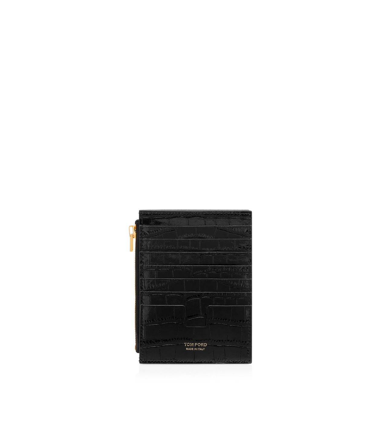 STAMPED CROCODILE LEATHER ZIPPED CARD HOLDER image number 1