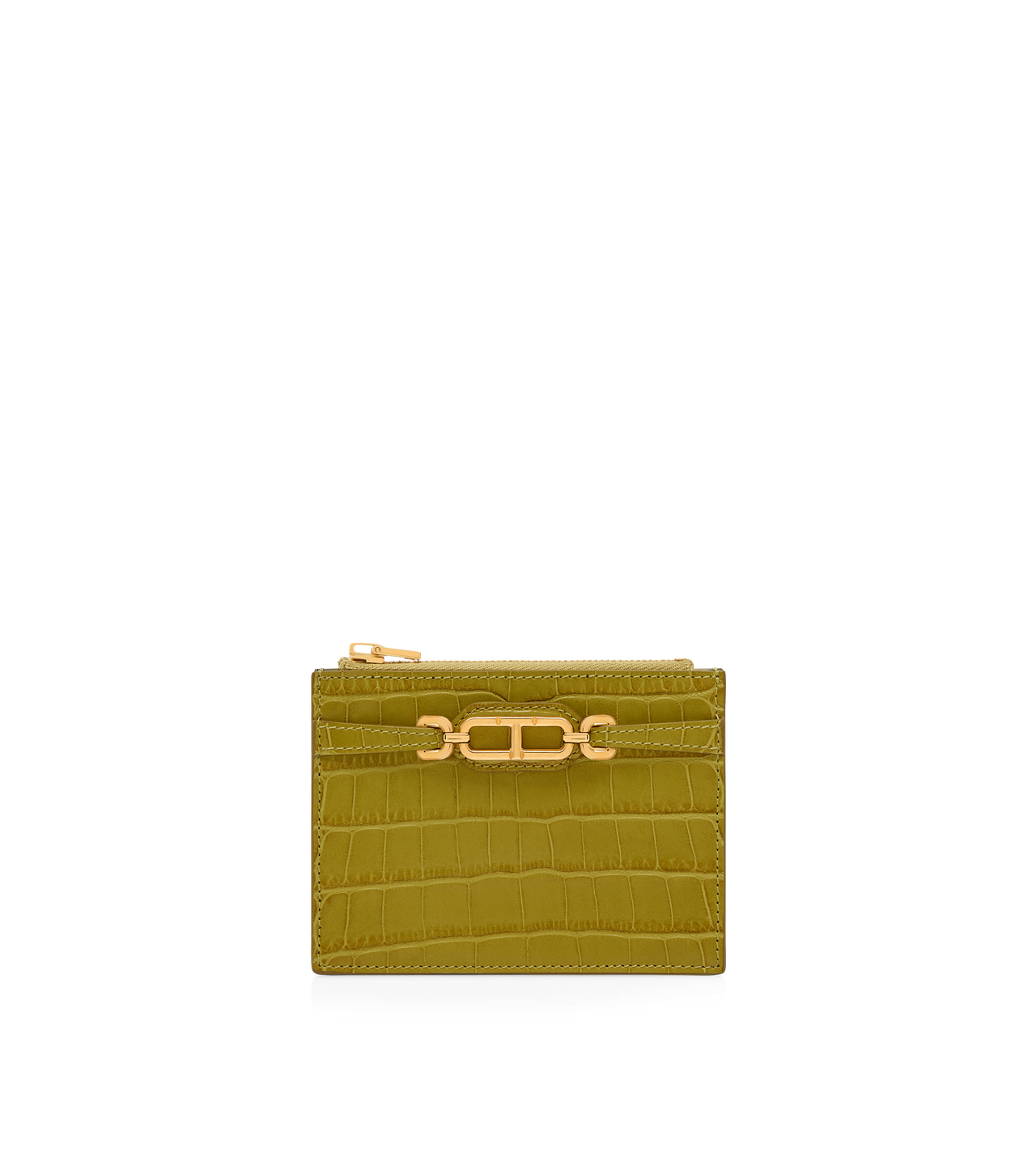 STAMPED CROCODILE LEATHER WHITNEY ZIPPED CARD HOLDER image number 0