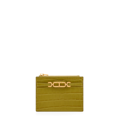 STAMPED CROCODILE LEATHER WHITNEY ZIPPED CARD HOLDER image number 0