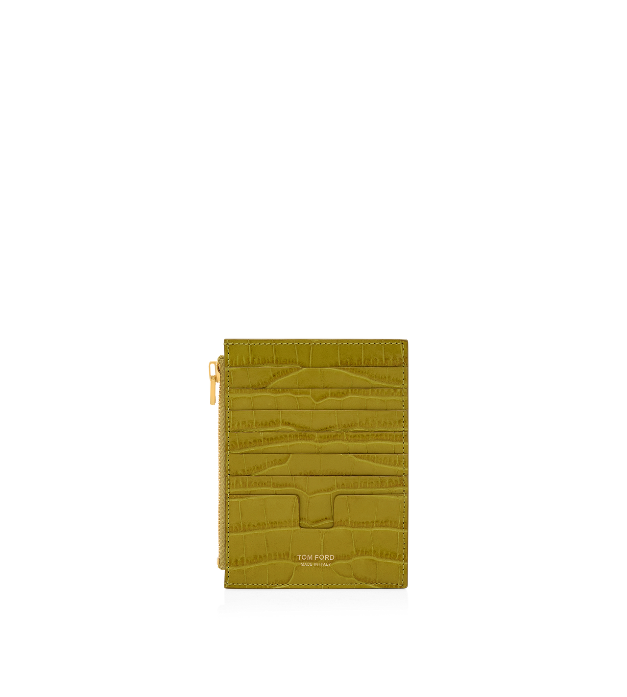 STAMPED CROCODILE LEATHER WHITNEY ZIPPED CARD HOLDER image number 1