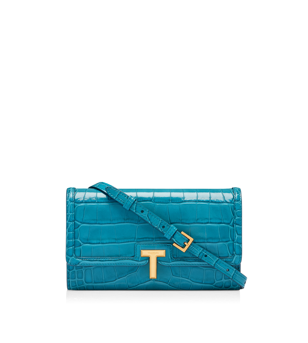 SHINY STAMPED CROCODILE LEATHER WALLIS WALLET ON STRAP image number 0