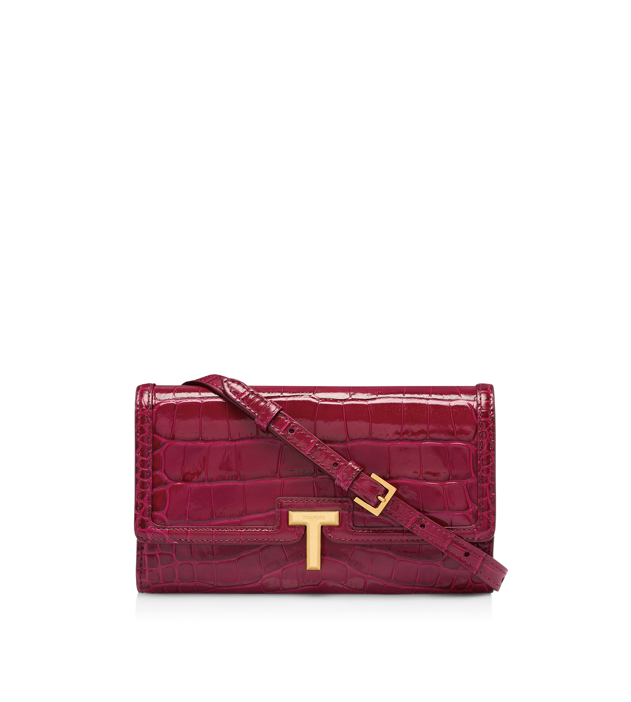 SHINY STAMPED CROCODILE LEATHER WALLIS WALLET ON STRAP image number 0