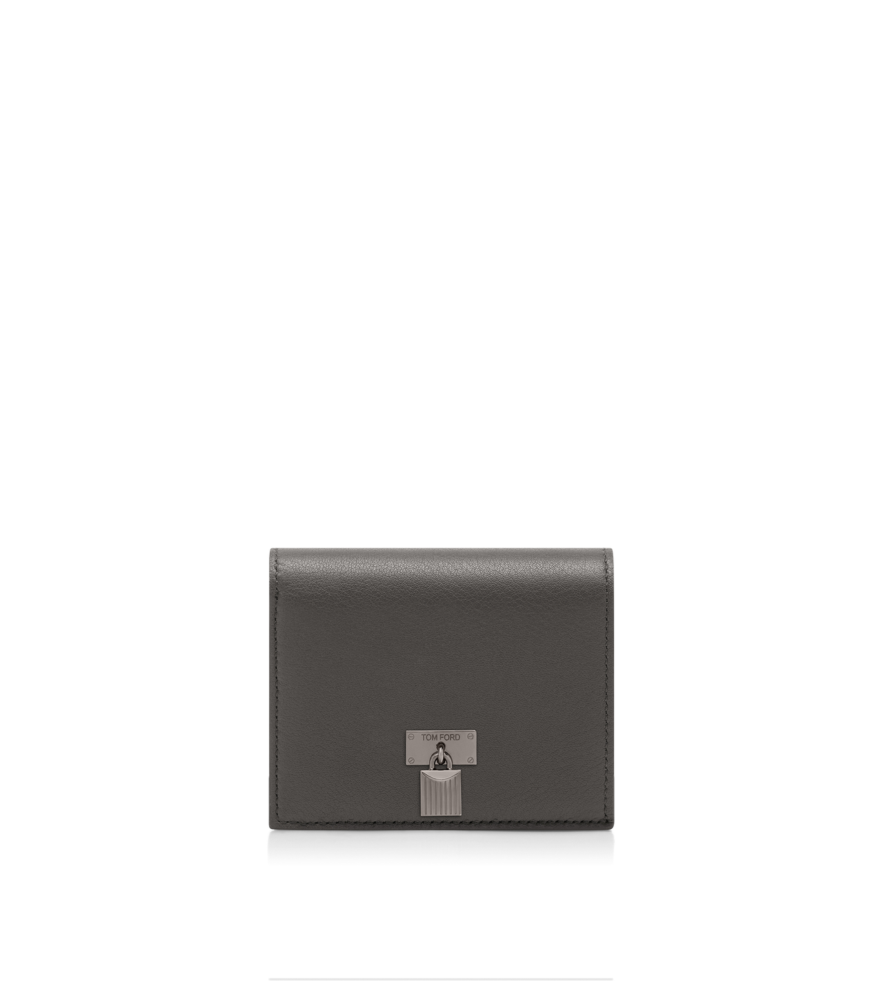 NATURAL GRAIN LEATHER PADLOCK COMPACT WALLET image number 0