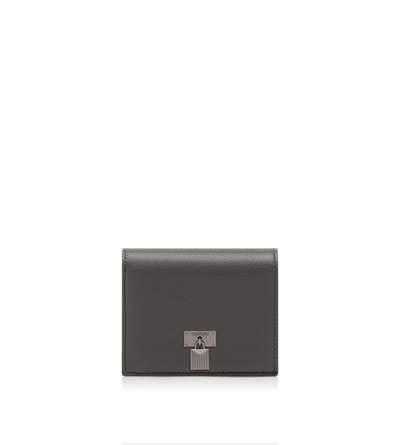 NATURAL GRAIN LEATHER PADLOCK COMPACT WALLET image number 0