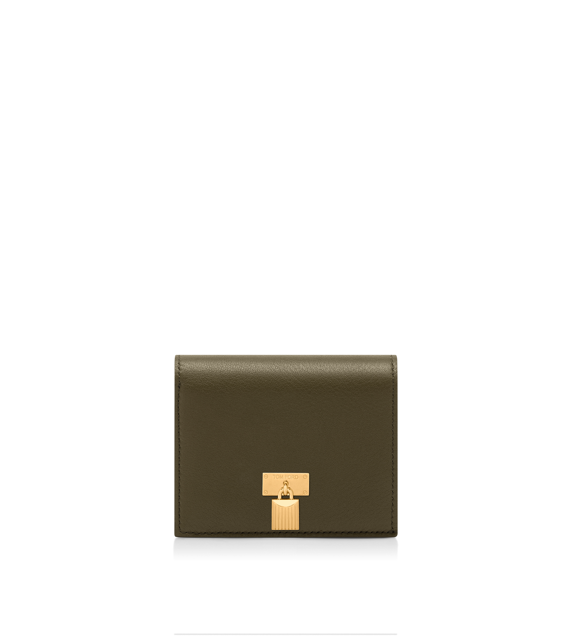 NATURAL GRAIN LEATHER PADLOCK COMPACT WALLET