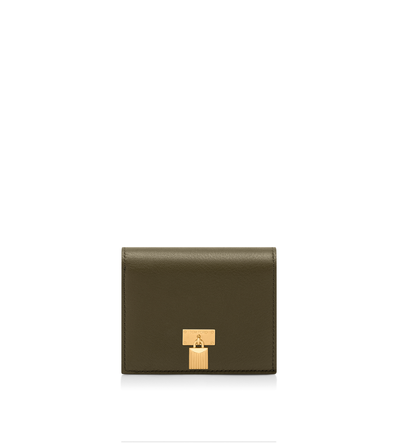 NATURAL GRAIN LEATHER PADLOCK COMPACT WALLET image number 0