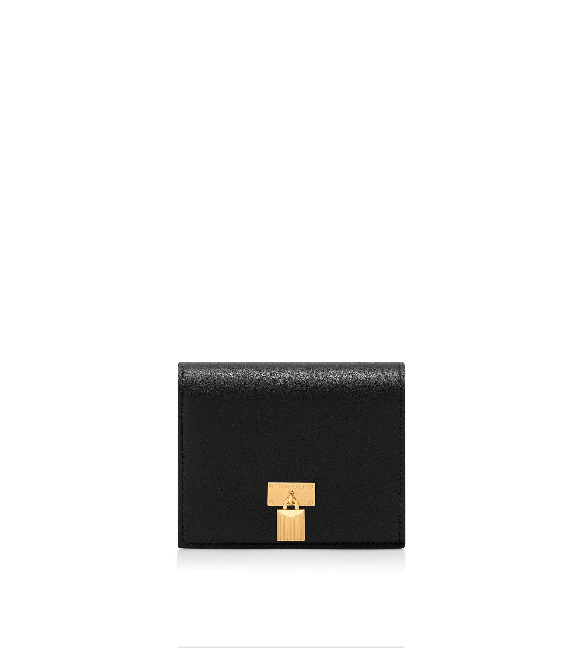 NATURAL GRAIN LEATHER PADLOCK COMPACT WALLET