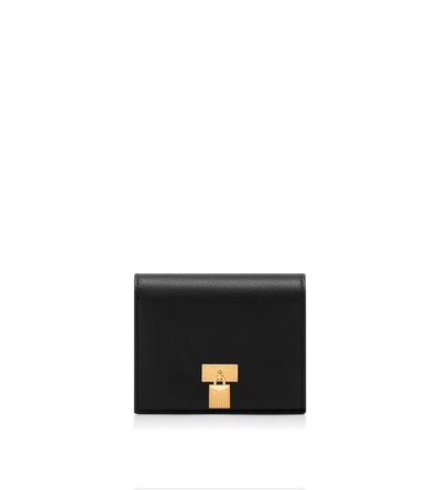 NATURAL GRAIN LEATHER PADLOCK COMPACT WALLET image number 0