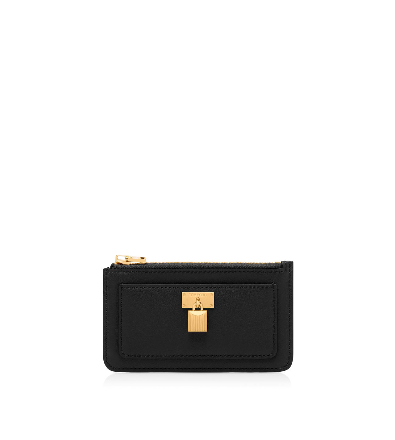 NATURAL GRAIN LEATHER PADLOCK ZIPPED CARD HOLDER image number 0