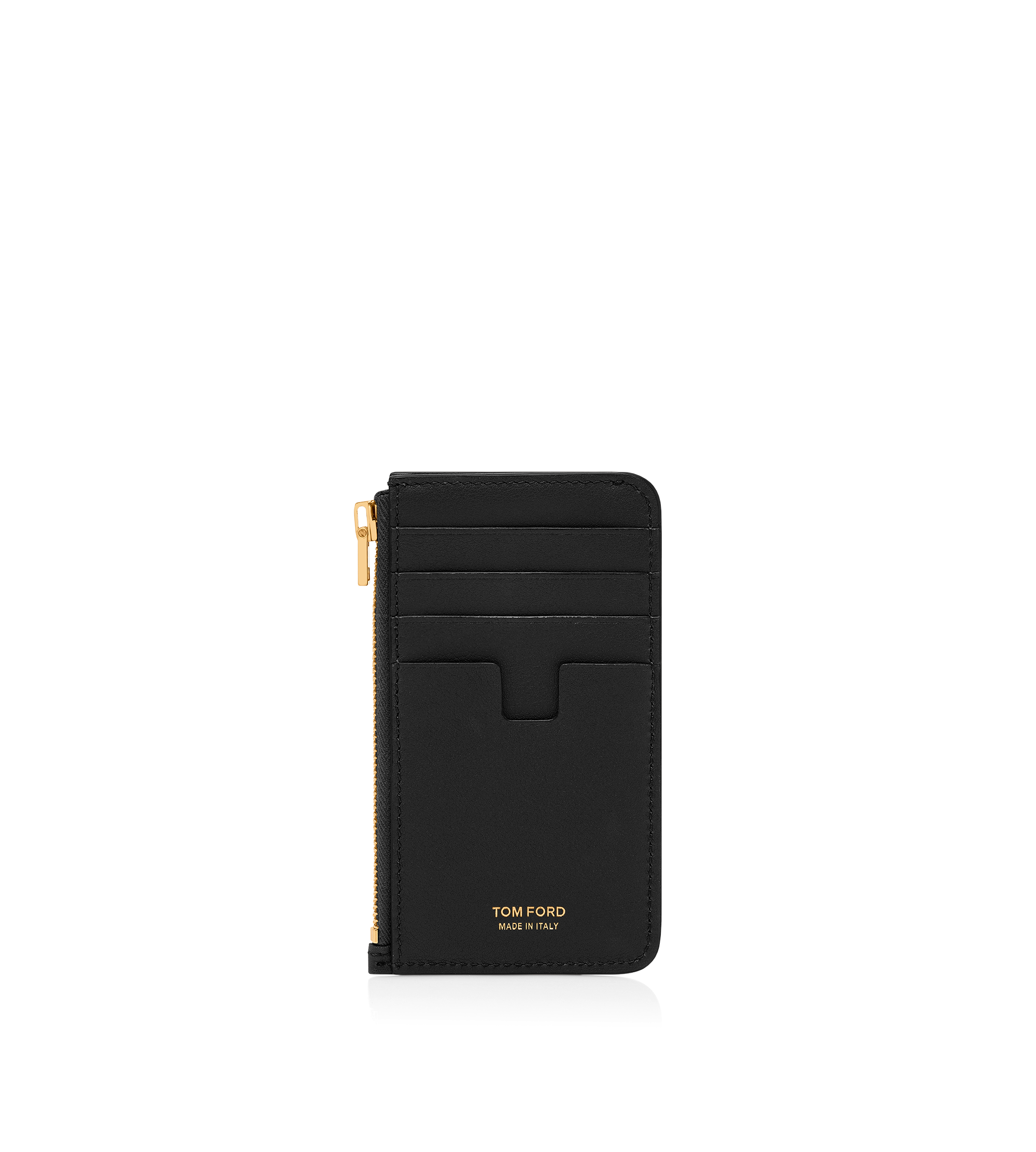 NATURAL GRAIN LEATHER PADLOCK ZIPPED CARD HOLDER