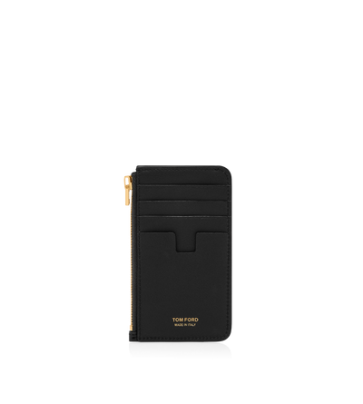 NATURAL GRAIN LEATHER PADLOCK ZIPPED CARD HOLDER image number 1