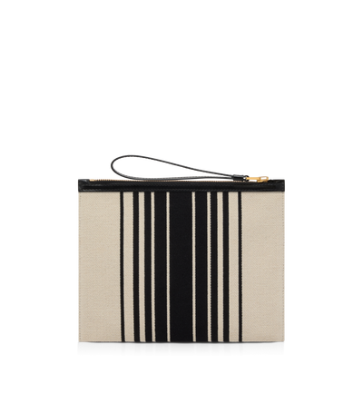 STRIPED JACQUARD WRISTLET POUCH image number 1
