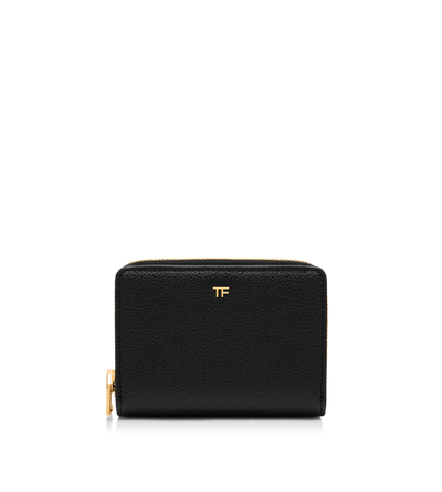 GRAIN LEATHER TF COMPACT ZIPPED WALLET image number 0