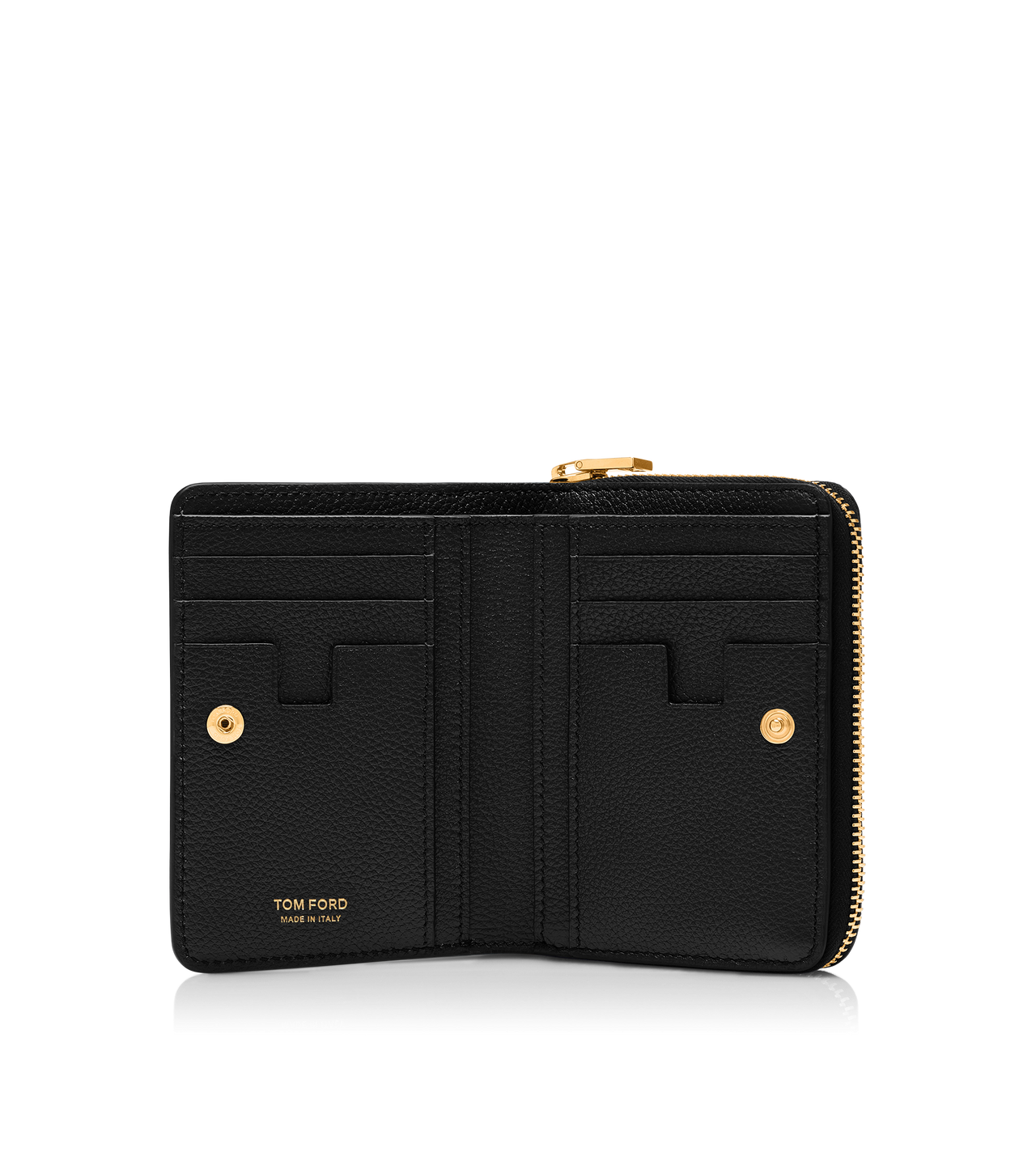GRAIN LEATHER TF COMPACT ZIPPED WALLET image number 2