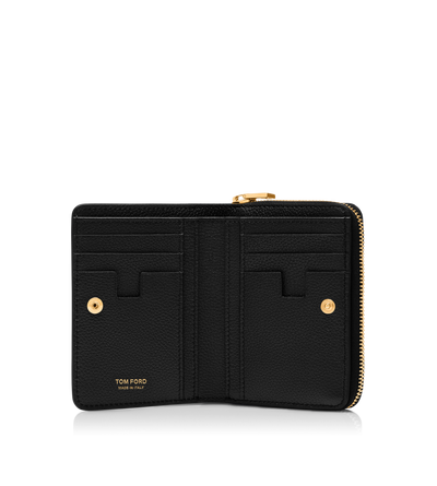 GRAIN LEATHER TF COMPACT ZIPPED WALLET image number 2