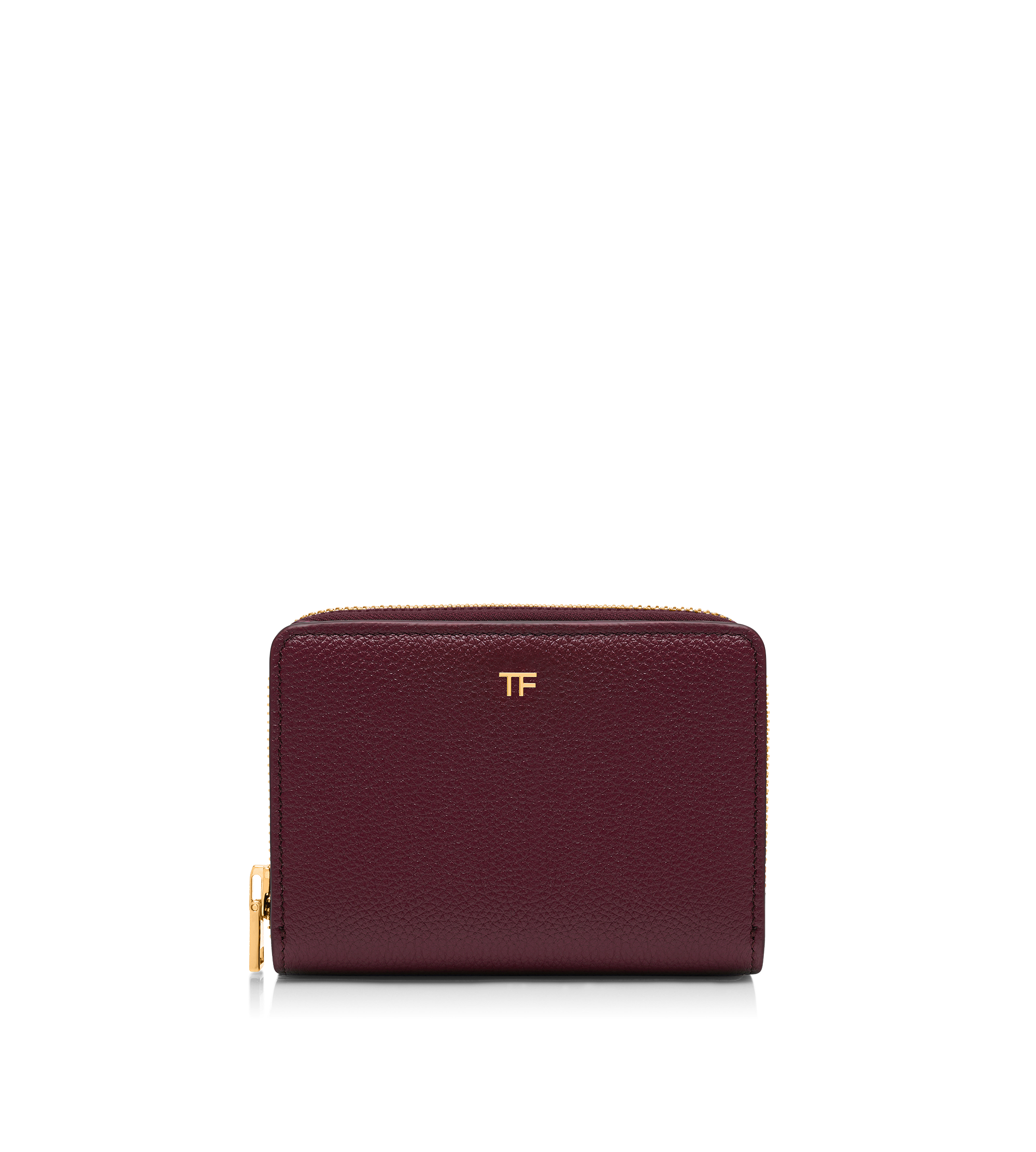 GRAIN LEATHER TF COMPACT ZIPPED WALLET