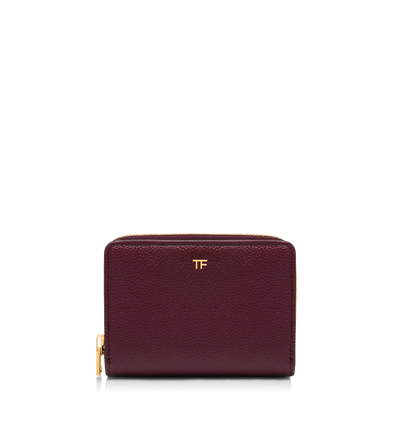 GRAIN LEATHER TF COMPACT ZIPPED WALLET image number 0