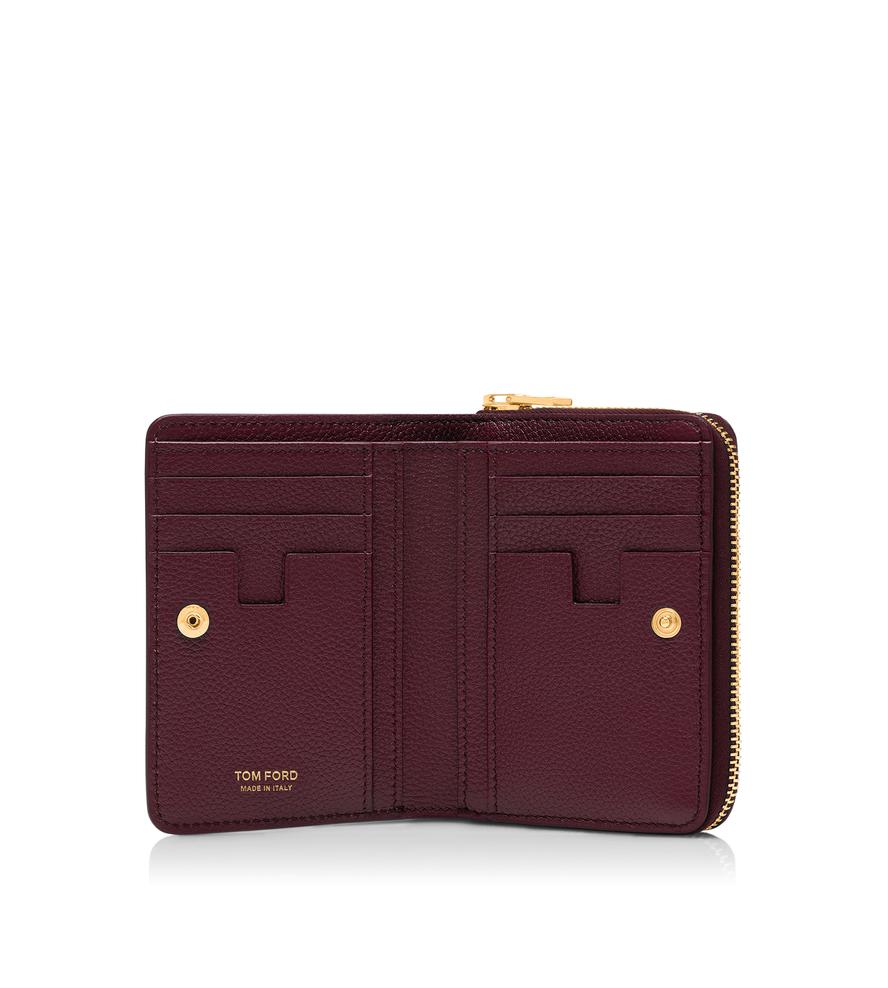 GRAIN LEATHER TF COMPACT ZIPPED WALLET image number 2