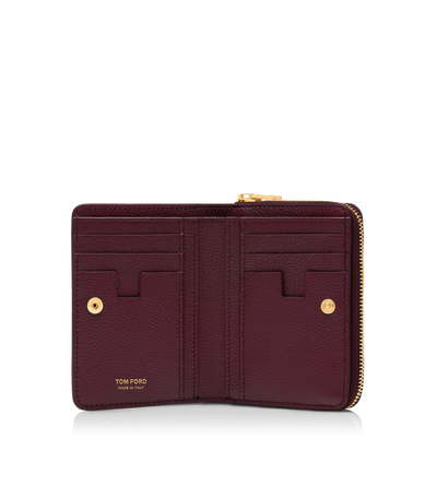 GRAIN LEATHER TF COMPACT ZIPPED WALLET image number 2