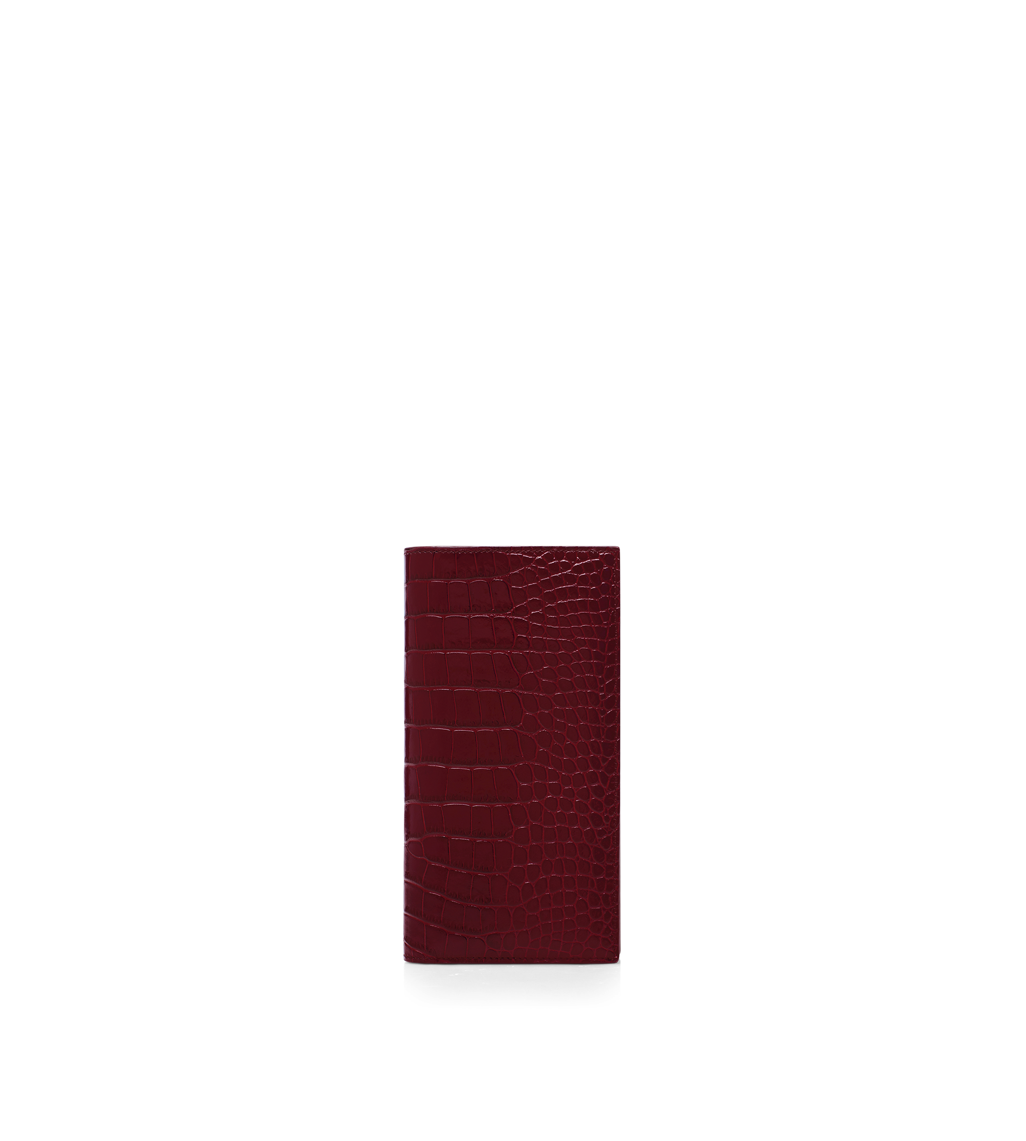 SHINY STAMPED CROCODILE LEATHER VERTICAL WALLET