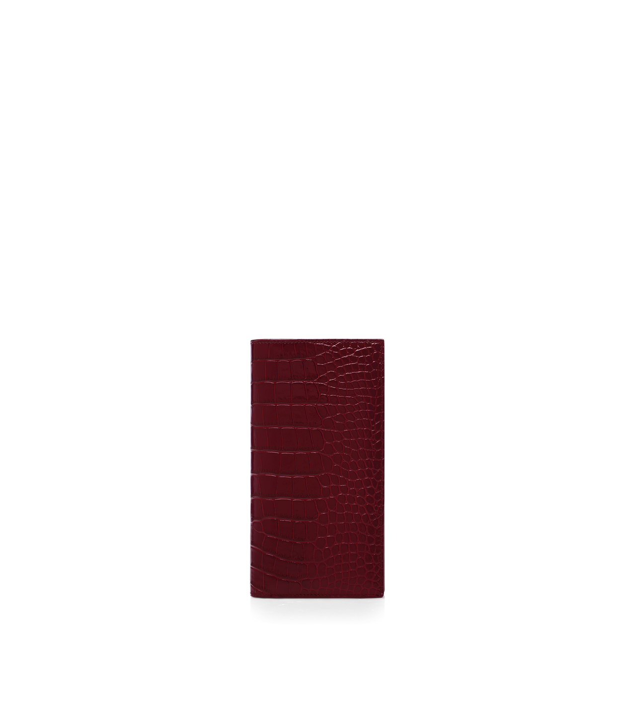 SHINY STAMPED CROCODILE LEATHER VERTICAL WALLET image number 0
