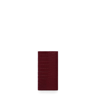 SHINY STAMPED CROCODILE LEATHER VERTICAL WALLET image number 0