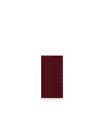 SHINY STAMPED CROCODILE LEATHER VERTICAL WALLET image number 2