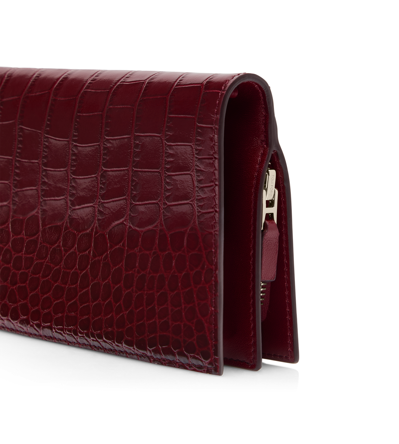 SHINY STAMPED CROCODILE LEATHER VERTICAL WALLET image number 3