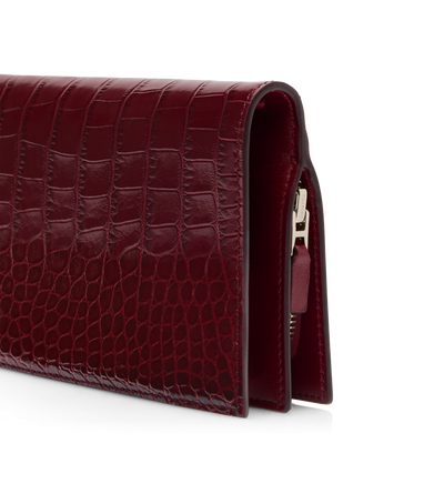 SHINY STAMPED CROCODILE LEATHER VERTICAL WALLET image number 3
