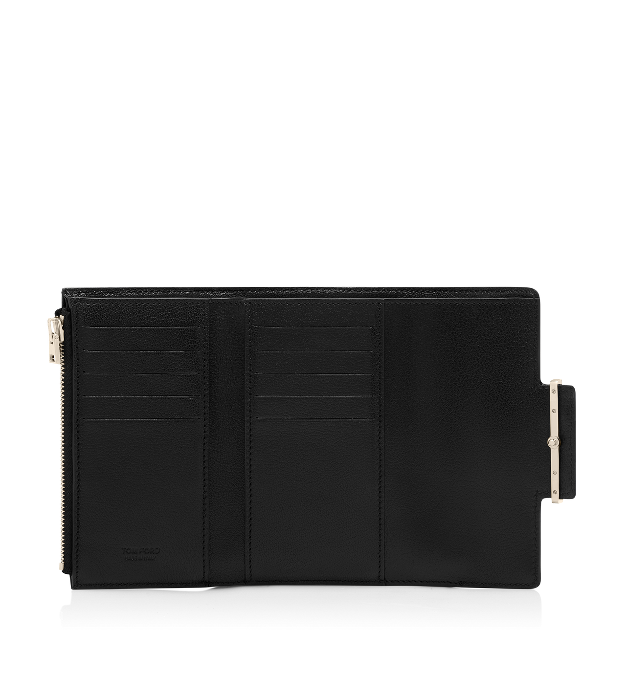 TOM FORD LEATHER BLACK SUPPLE GRAIN LEATHER AUBE COMPACT WALLET