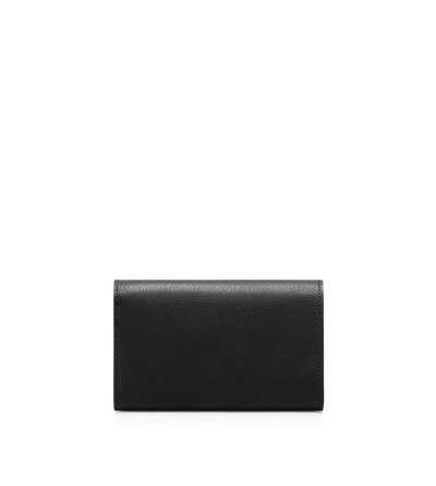 TOM FORD LEATHER BLACK SUPPLE GRAIN LEATHER AUBE COMPACT WALLET