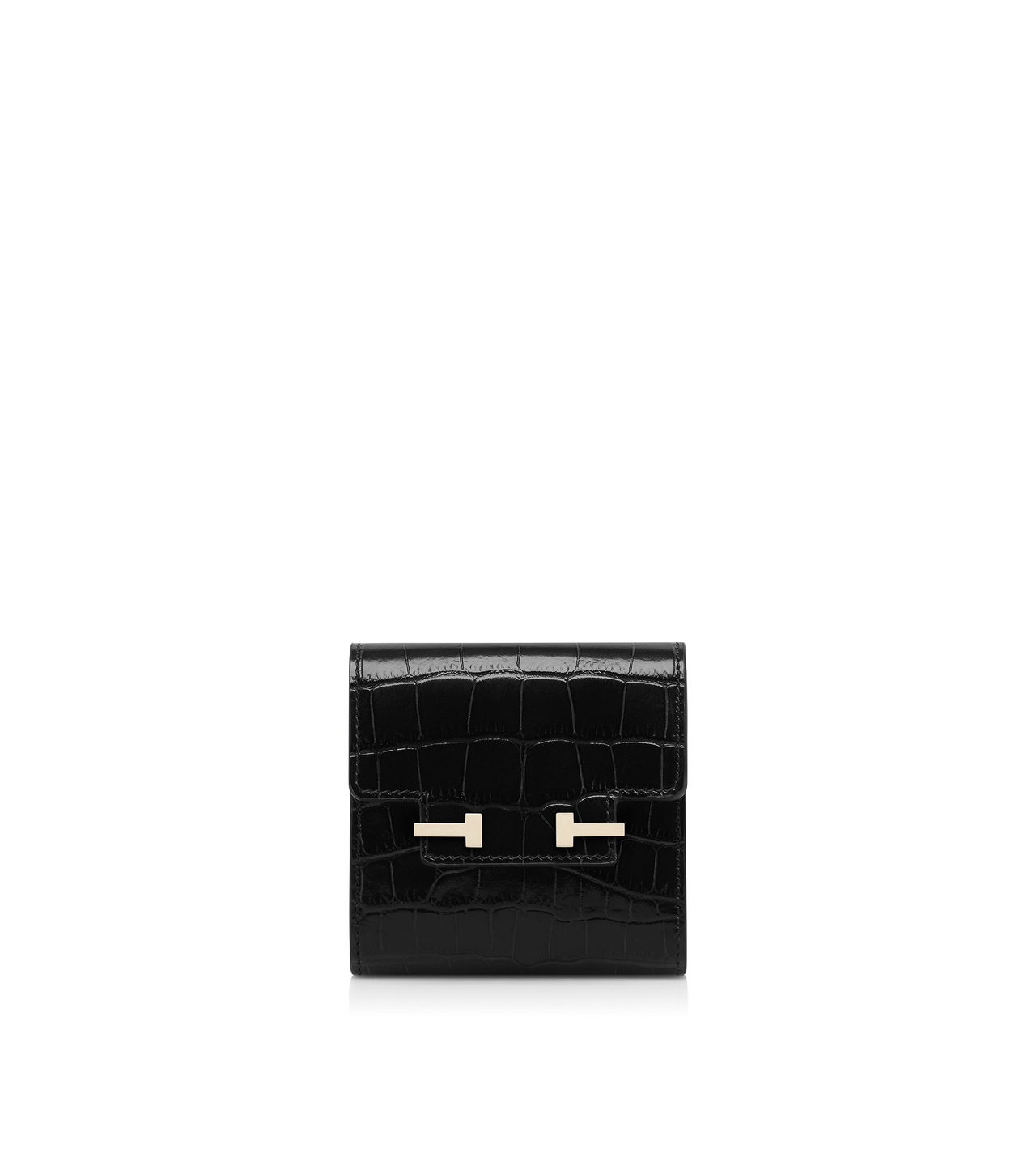 TOM FORD  BLACK SOFT PRINTED CROCODILE LEATHER AUBE CARD HOLDER