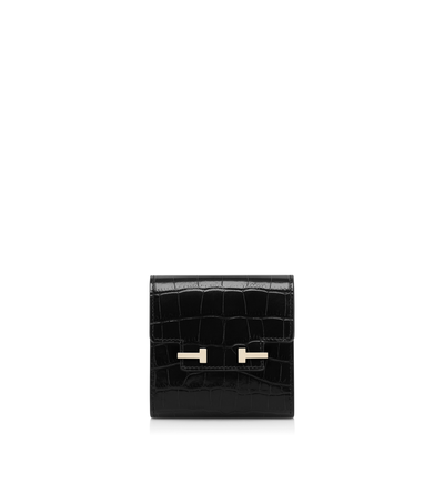 TOM FORD  BLACK SOFT PRINTED CROCODILE LEATHER AUBE CARD HOLDER
