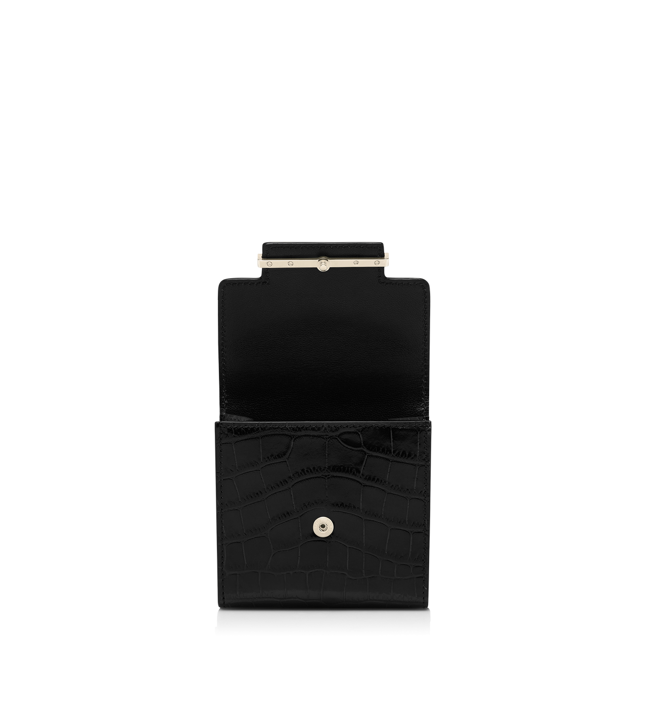 TOM FORD  BLACK SOFT PRINTED CROCODILE LEATHER AUBE CARD HOLDER