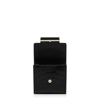 TOM FORD  BLACK SOFT PRINTED CROCODILE LEATHER AUBE CARD HOLDER