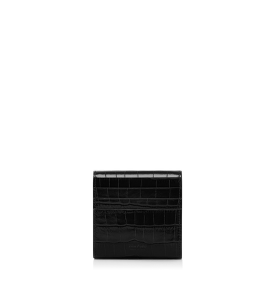 TOM FORD  BLACK SOFT PRINTED CROCODILE LEATHER AUBE CARD HOLDER